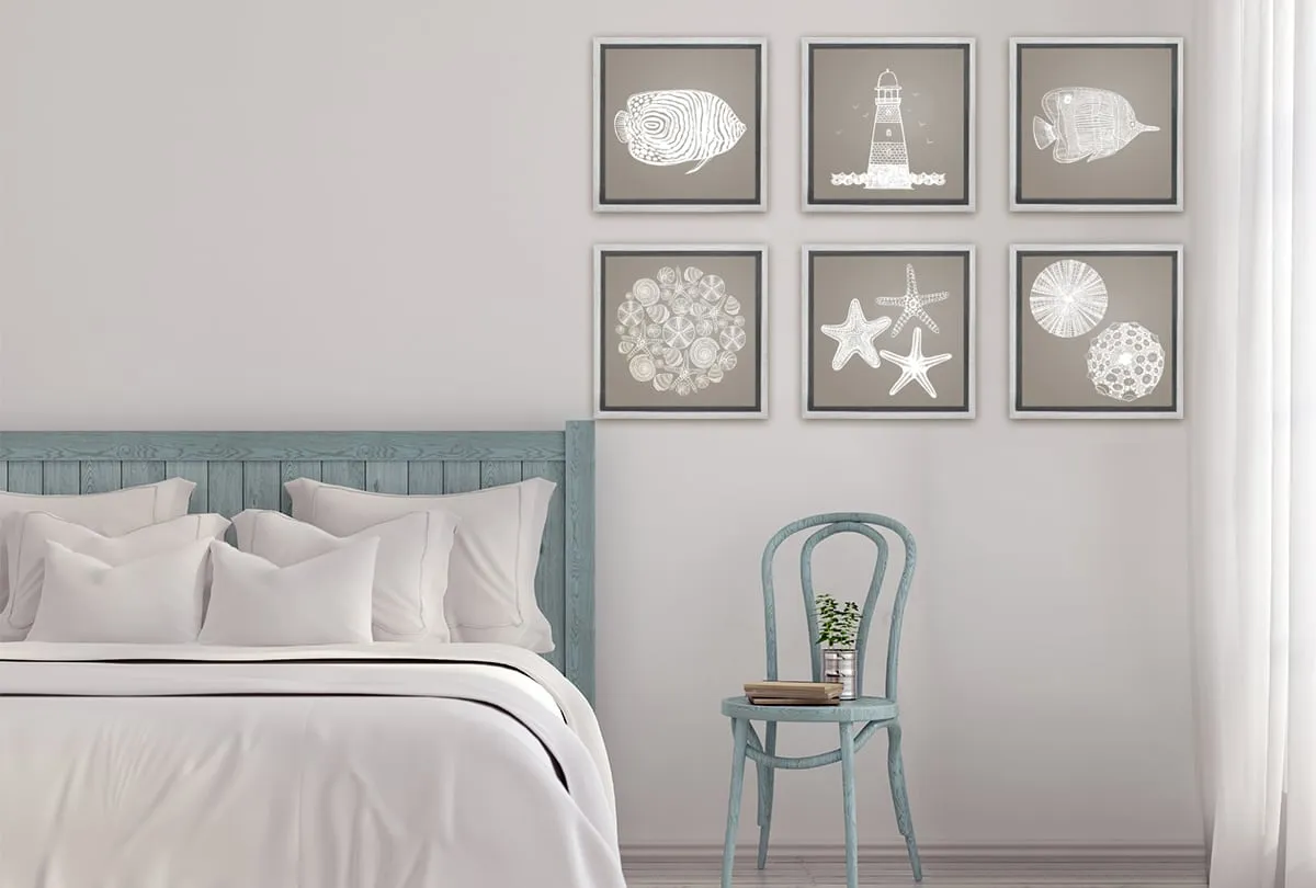 Anemone White on Beige | Canvas Wall Art Print