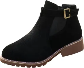 Ankle Boots for Women Womens Boots Mid Calf Boots Winter Fashion Casual Chunky Low Heel Short Round Toe Ankle Boots