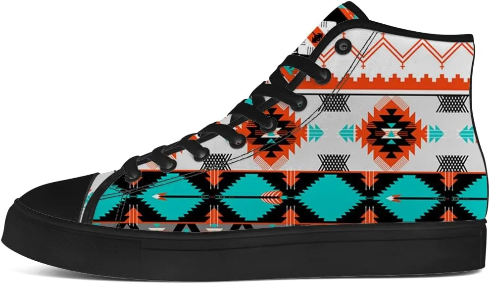 Aztec High Top Canvas Shoes for Men Women Native American High Top Sneakers Lace Up Casual Shoes Gifts for Dad Mom