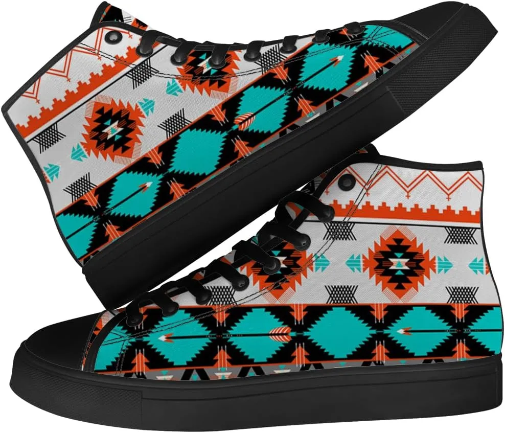 Aztec High Top Canvas Shoes for Men Women Native American High Top Sneakers Lace Up Casual Shoes Gifts for Dad Mom
