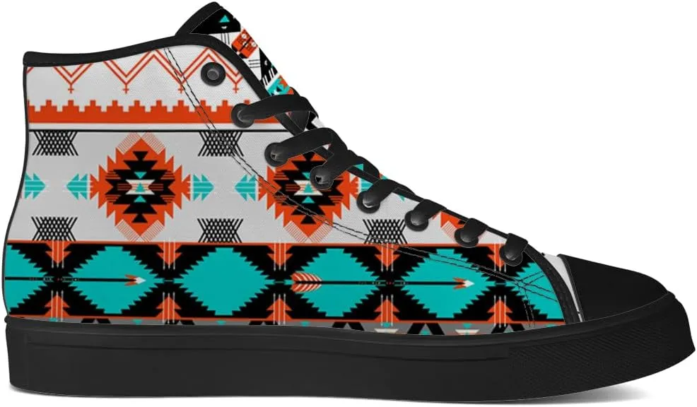 Aztec High Top Canvas Shoes for Men Women Native American High Top Sneakers Lace Up Casual Shoes Gifts for Dad Mom