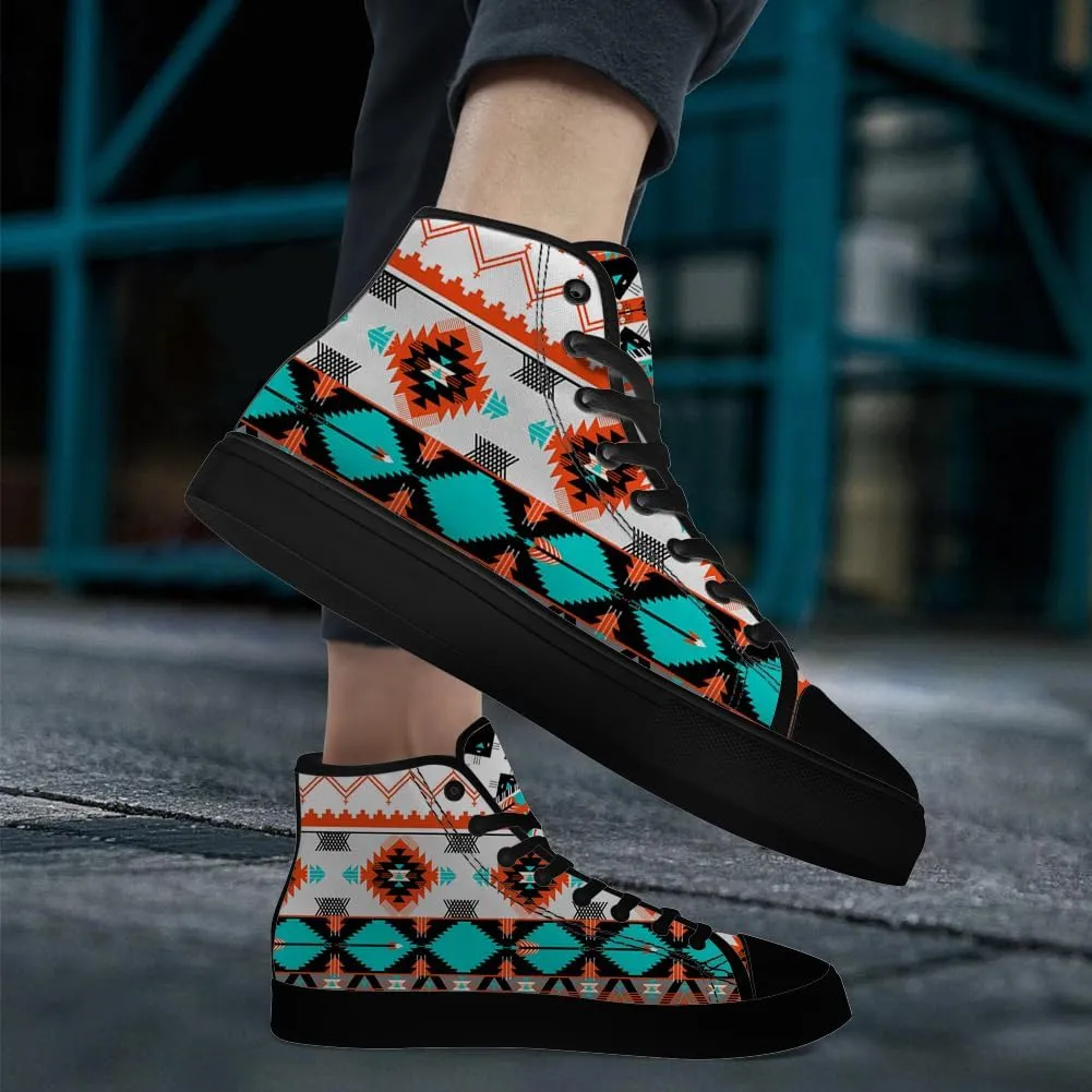 Aztec High Top Canvas Shoes for Men Women Native American High Top Sneakers Lace Up Casual Shoes Gifts for Dad Mom