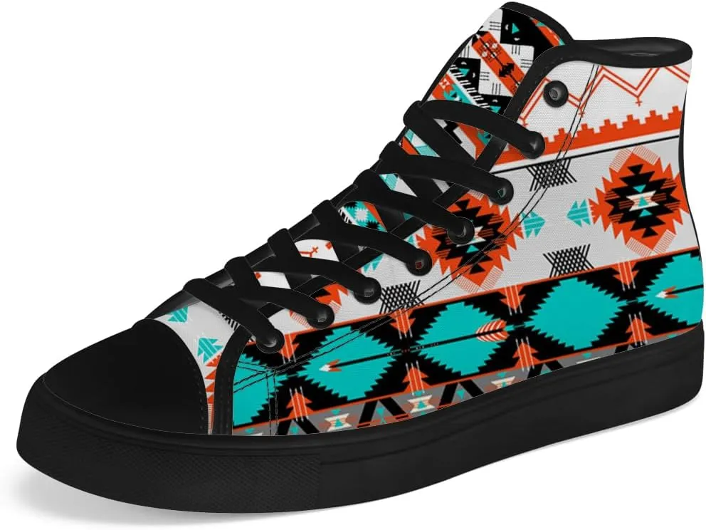 Aztec High Top Canvas Shoes for Men Women Native American High Top Sneakers Lace Up Casual Shoes Gifts for Dad Mom