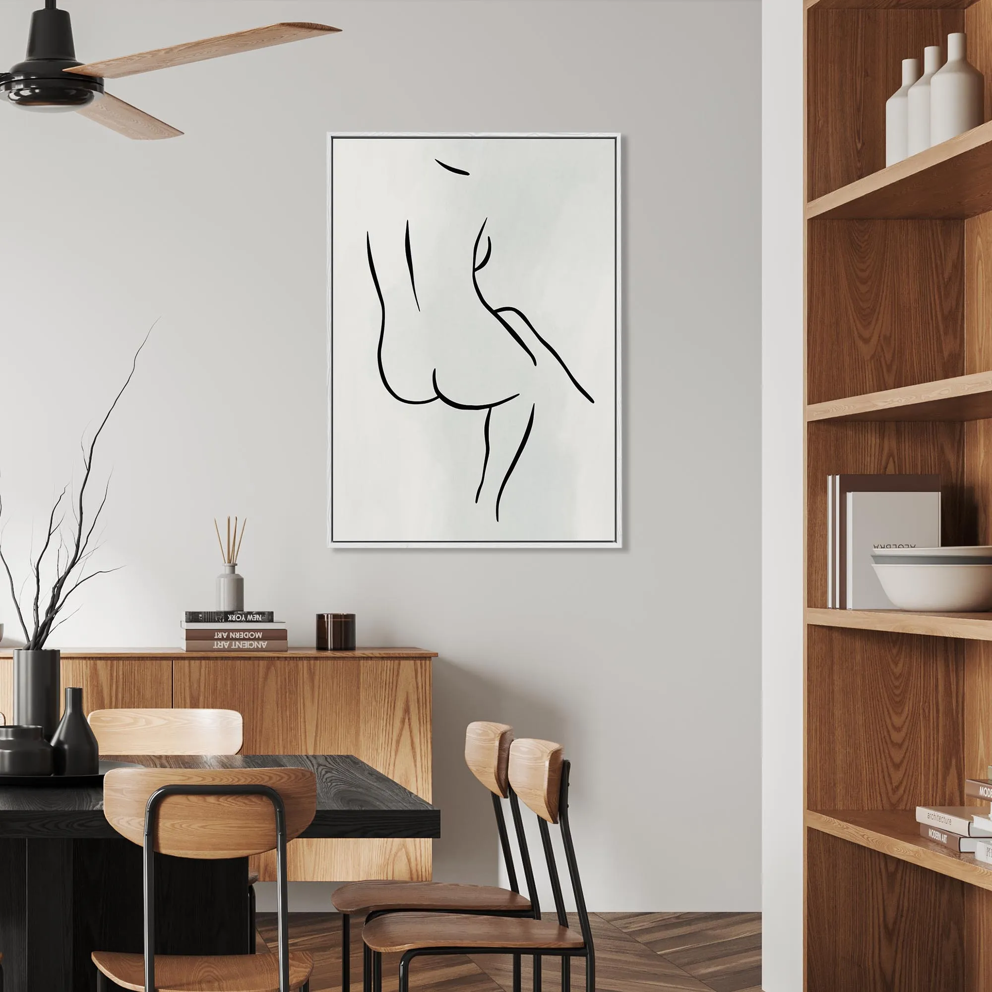 Back Body Lines Framed Canvas