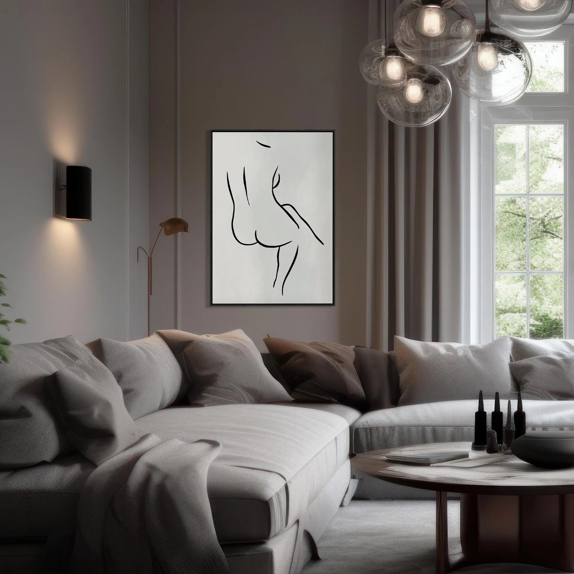 Back Body Lines Framed Canvas