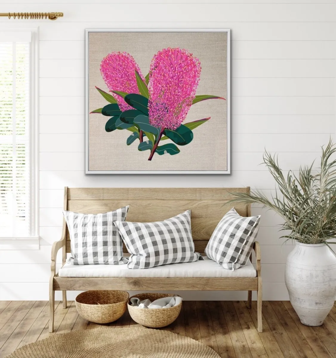 Banksia On Linen - Original Banksia Australian Nature Wall Art Print  on Canvas