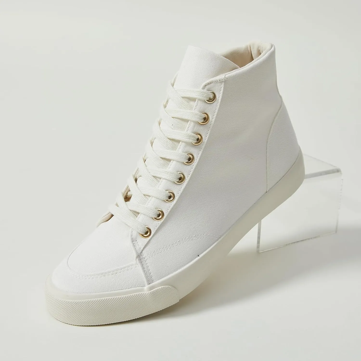 BENPAO Men's White High Top Sneakers Black Canvas Casual Shoes for Men Comfortable Fashion Sneakers Lace up Tennis Shoes