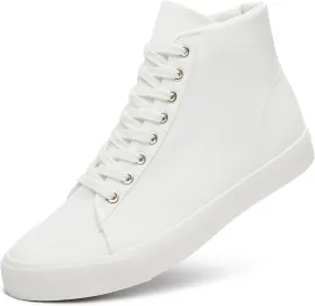 BENPAO Men's White High Top Sneakers Black Canvas Casual Shoes for Men Comfortable Fashion Sneakers Lace up Tennis Shoes