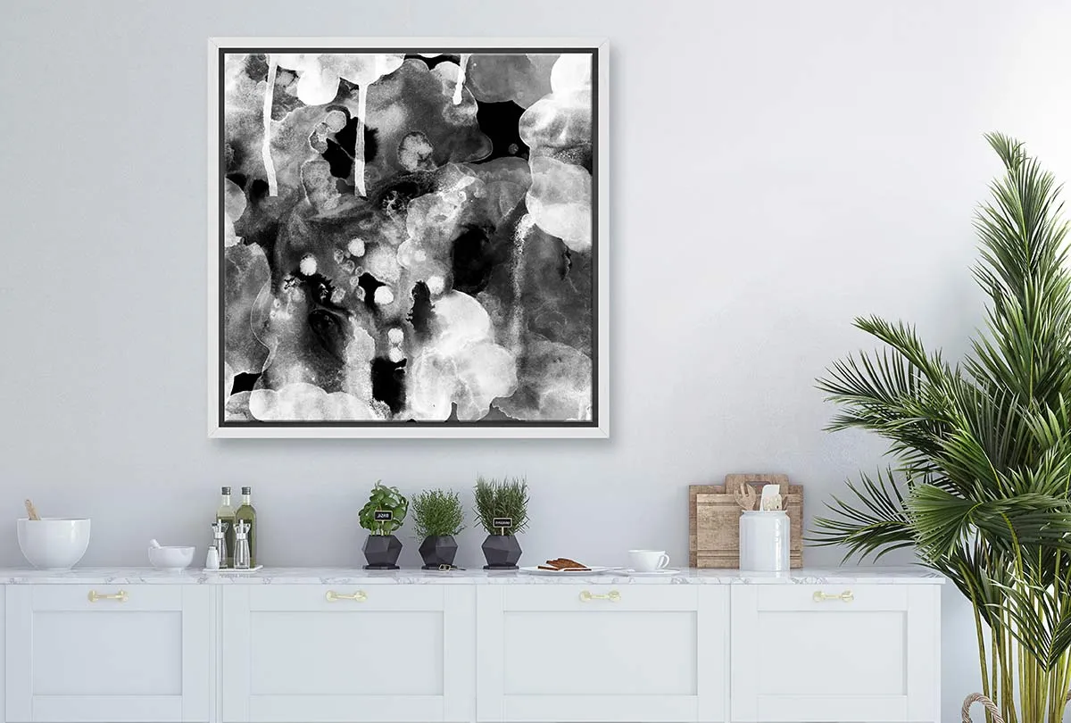 Black and White Abstract Watercolour | Canvas Wall Art Print