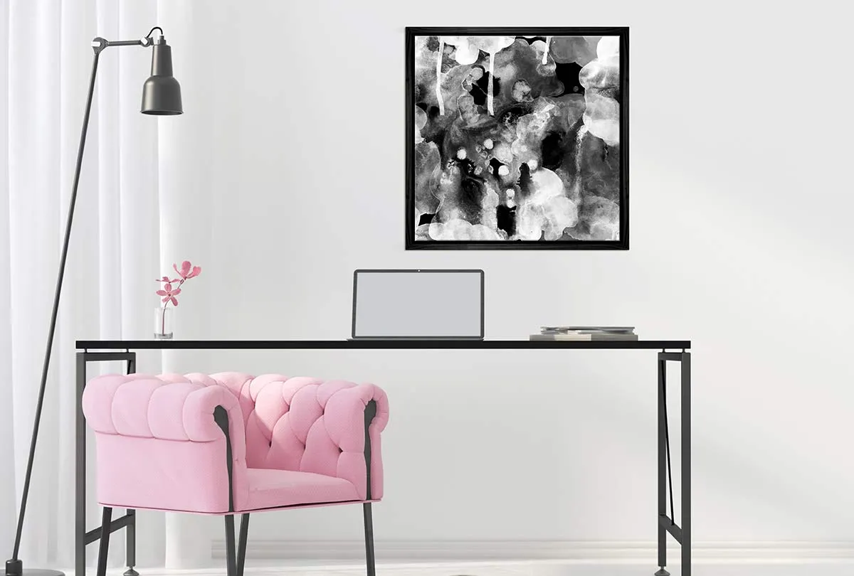 Black and White Abstract Watercolour | Canvas Wall Art Print