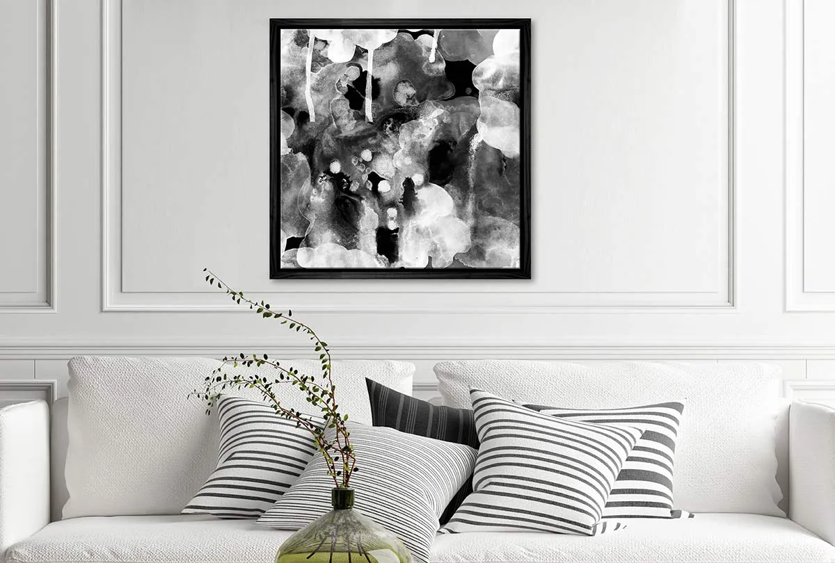Black and White Abstract Watercolour | Canvas Wall Art Print