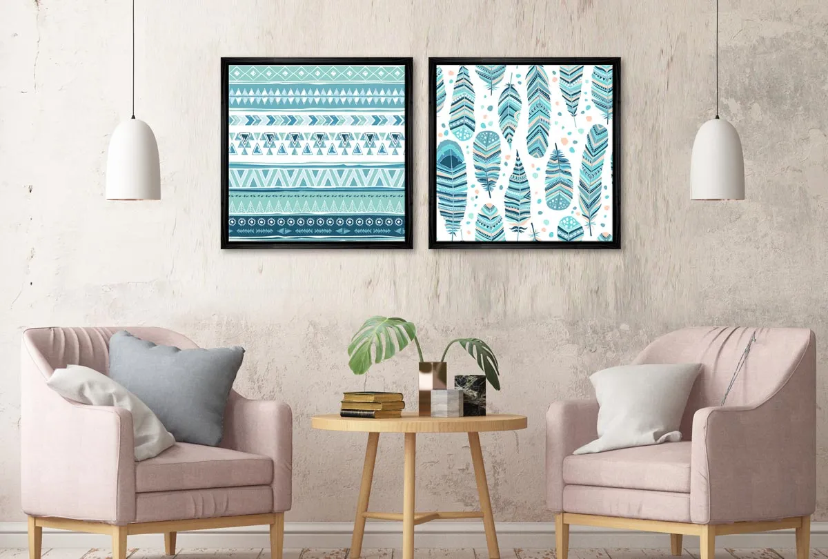 Blue Aztec Pattern | Canvas Wall Art Print