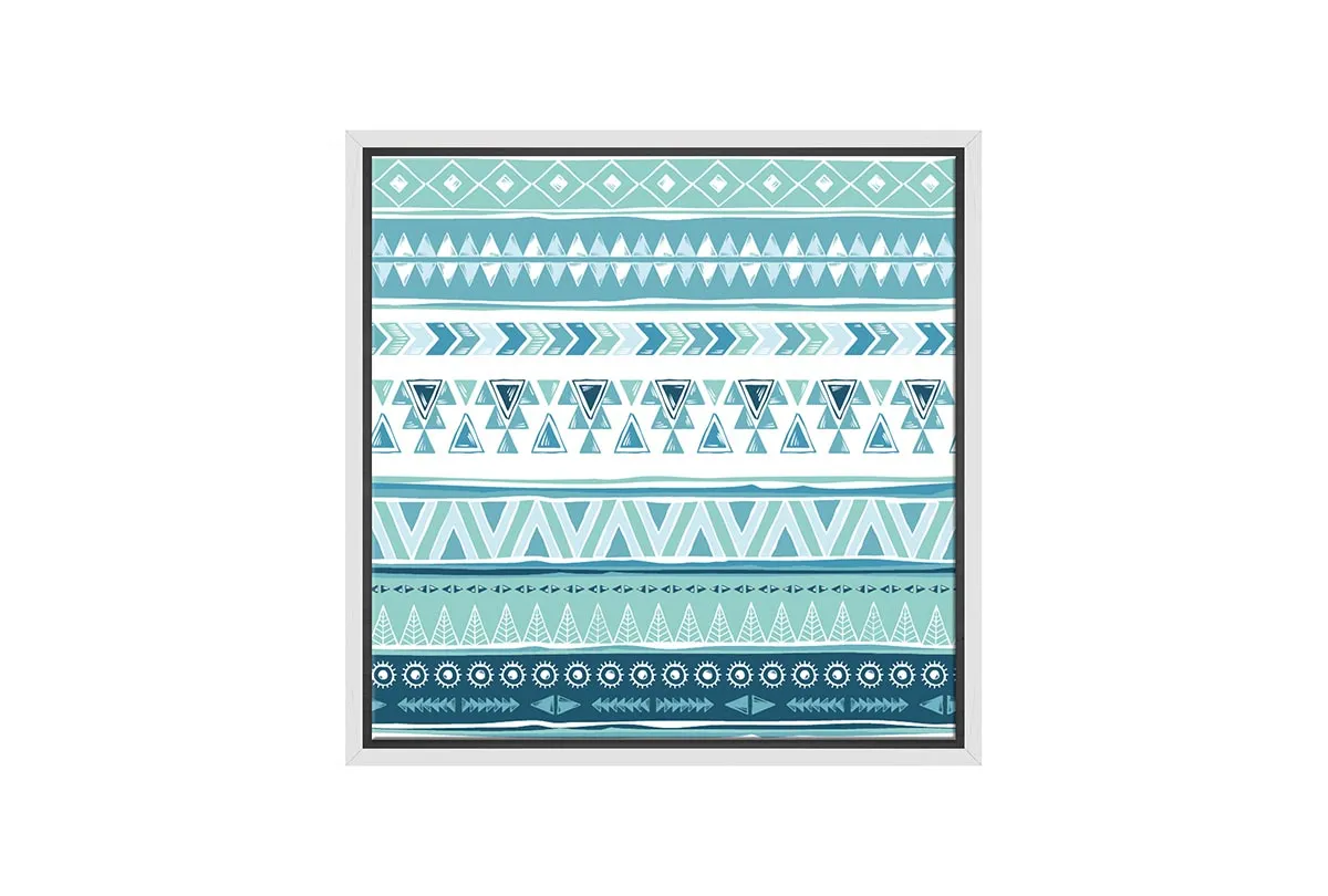 Blue Aztec Pattern | Canvas Wall Art Print