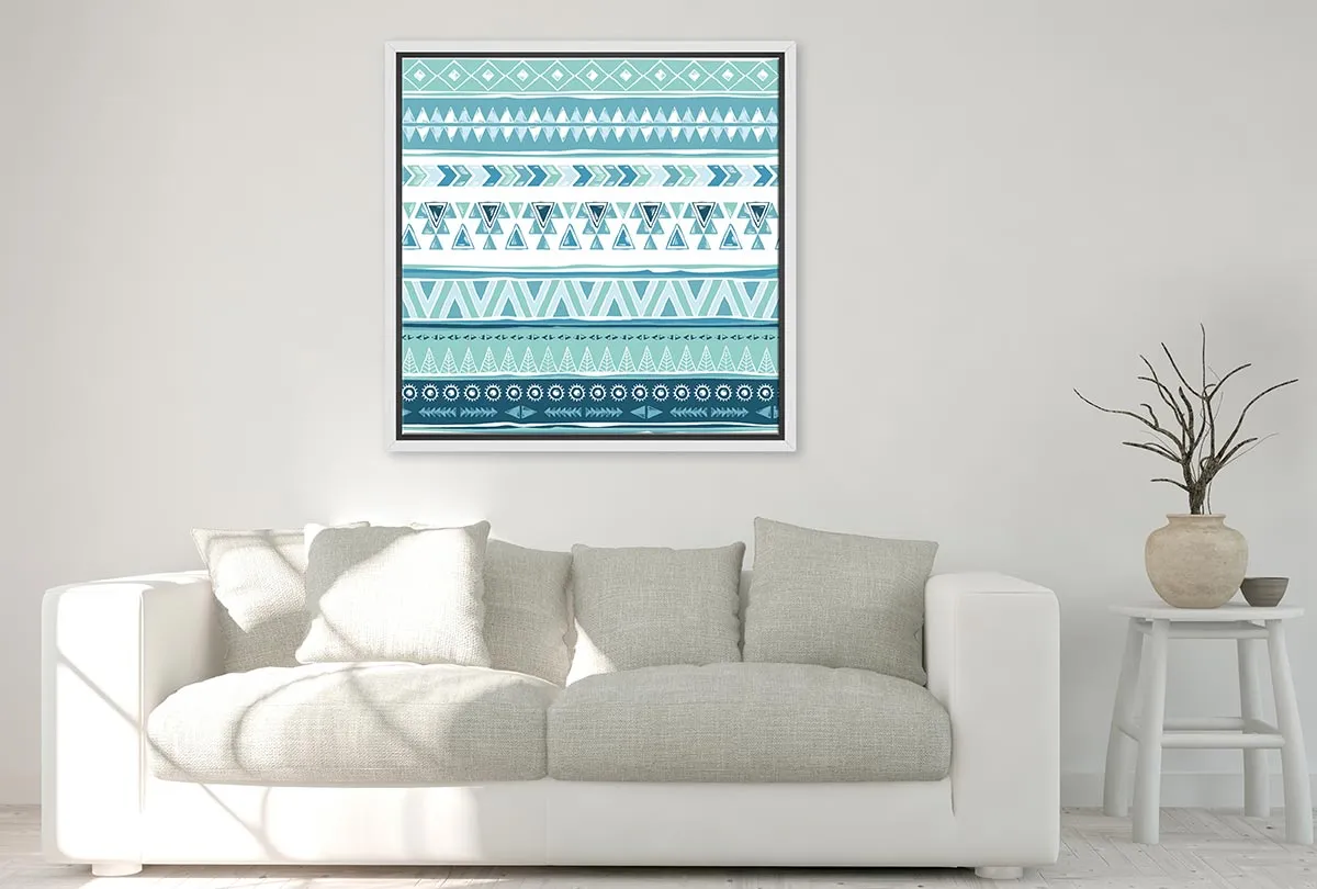 Blue Aztec Pattern | Canvas Wall Art Print