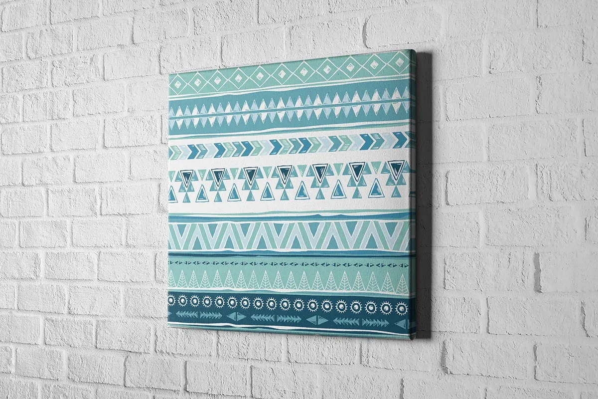 Blue Aztec Pattern | Canvas Wall Art Print
