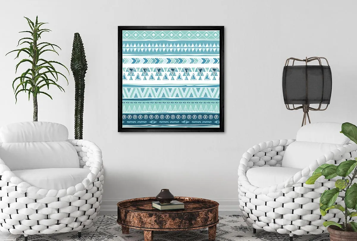 Blue Aztec Pattern | Canvas Wall Art Print