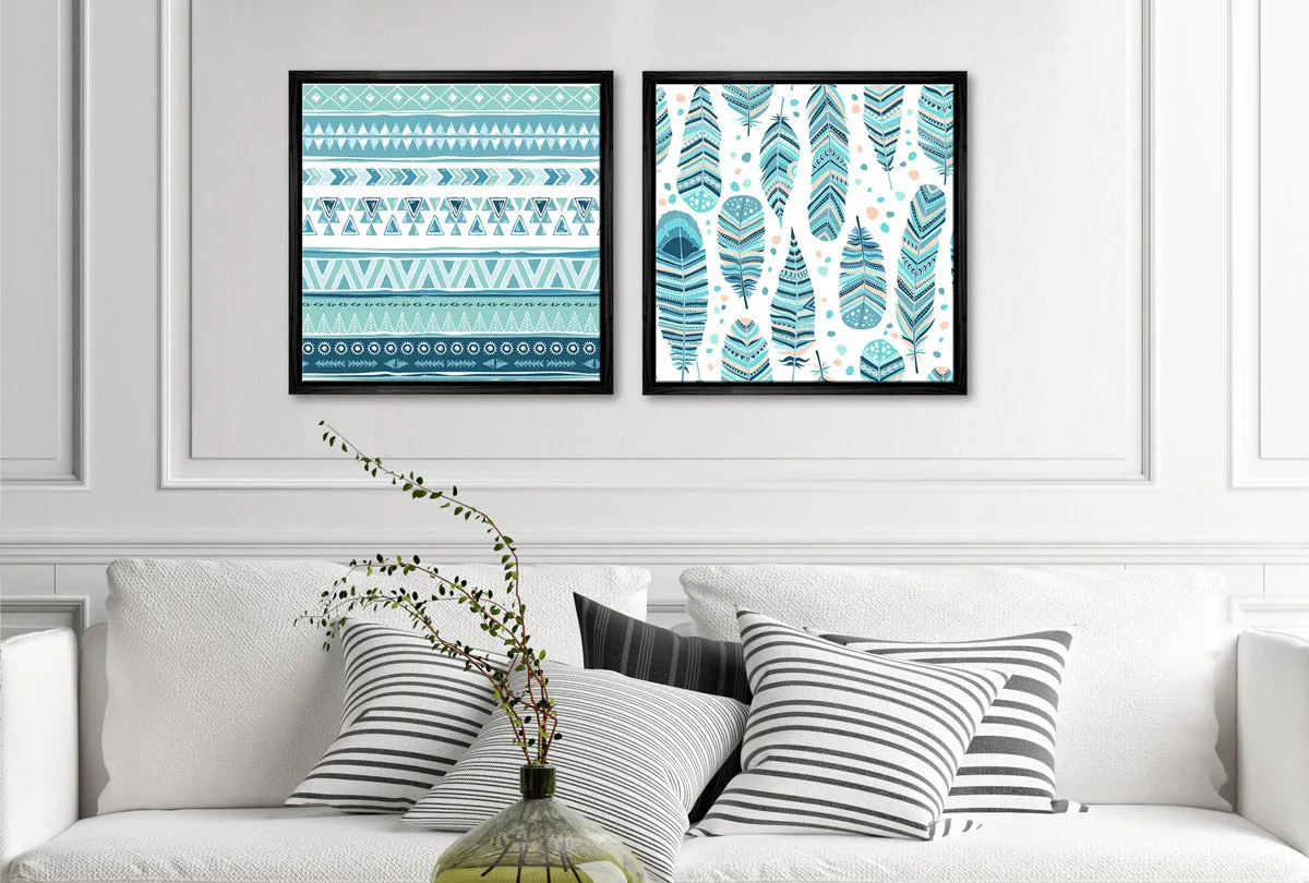 Blue Aztec Pattern | Canvas Wall Art Print