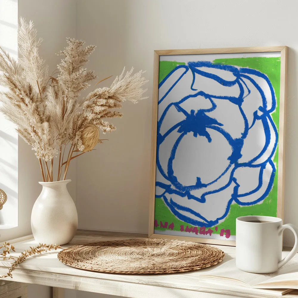 Blue Peony - Stretched Canvas, Poster or Fine Art Print