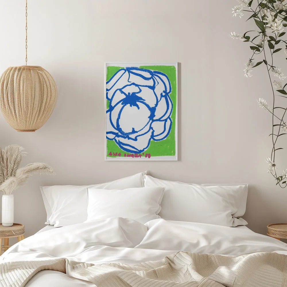 Blue Peony - Stretched Canvas, Poster or Fine Art Print