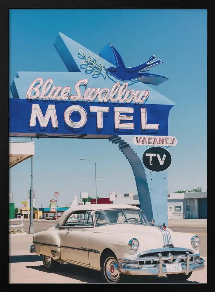Blue Swallow Motel - Stretched Canvas, Poster or Fine Art Print