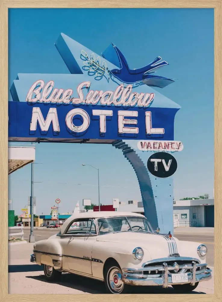 Blue Swallow Motel - Stretched Canvas, Poster or Fine Art Print