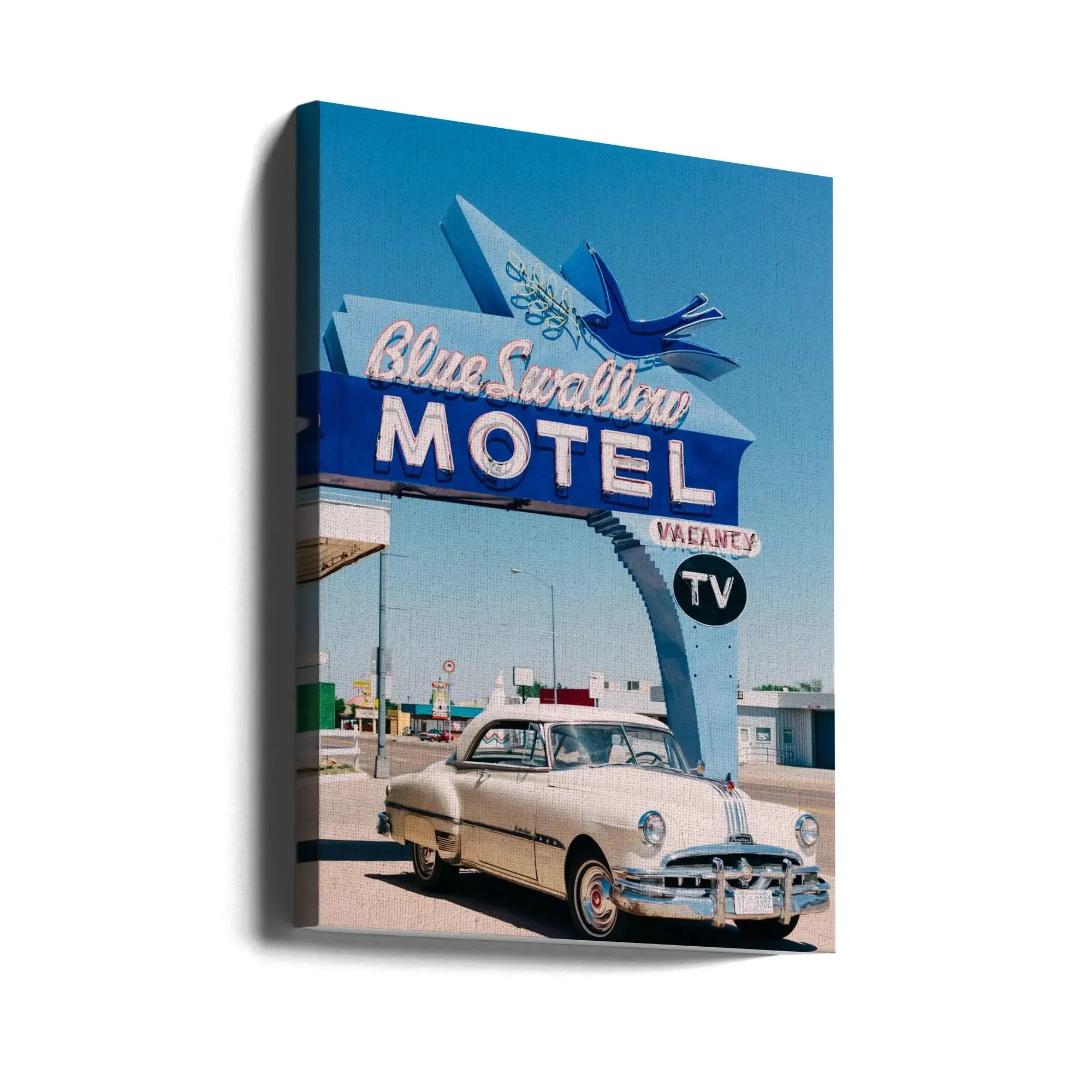 Blue Swallow Motel - Stretched Canvas, Poster or Fine Art Print