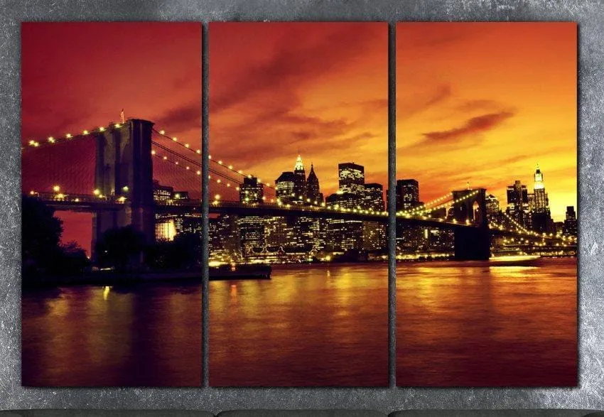 Brooklyn Bridge Sunset Canvas Wall Art