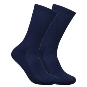 COUVER Running Unisex Cushioned Sole Arch Support Athletic Crew Socks, Navy,1 Pair, Size Large