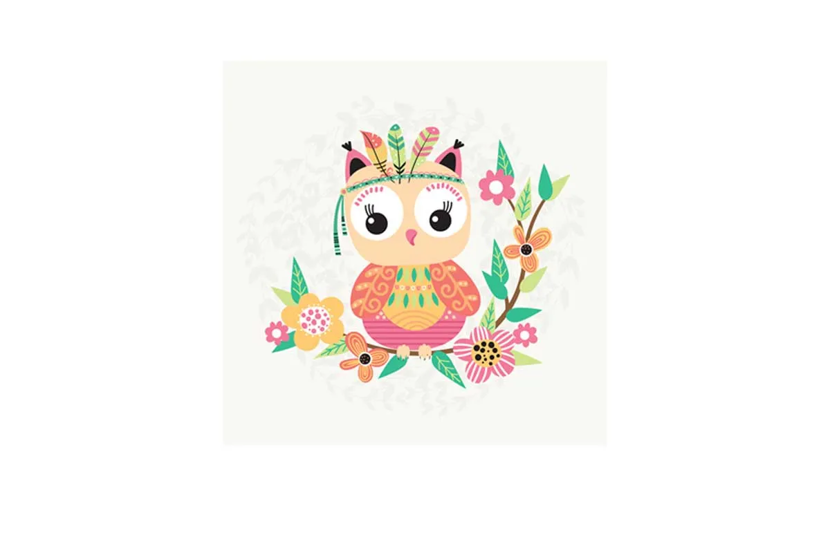 Cute Boho Tribal Owl | Canvas Wall Art Print