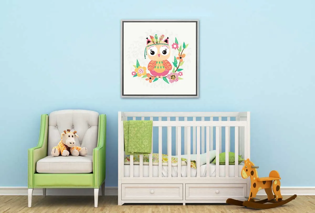 Cute Boho Tribal Owl | Canvas Wall Art Print