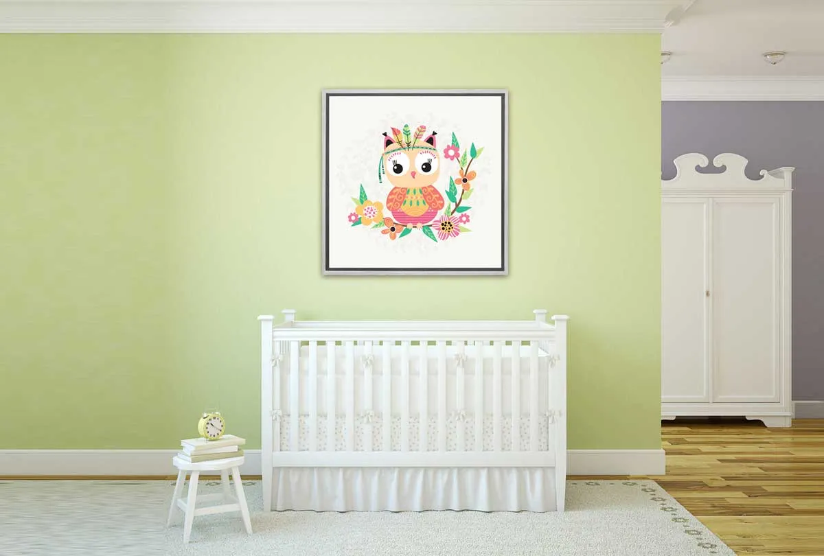 Cute Boho Tribal Owl | Canvas Wall Art Print