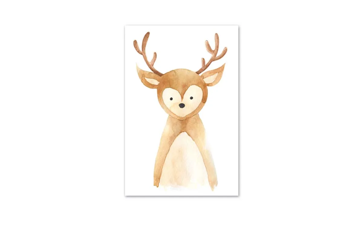 Deer | Kids Woodland Print | Canvas Wall Art Print