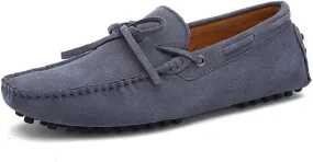 Easy to Put and Remove. Driving Moccasins Loafer Shoes for Men Genuine Leather Round Toe Stitching Details Suede Vamp Deck Shoes Lightweight Anti-Slip Flexible Casual for All Occasions