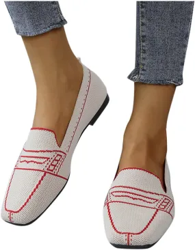 Hbeylia Slip On Loafers For Women Ladies Fashion Casual Breathable Square Toe Low Heels Dress Oxfords Business Formal Office Slip-On Flats Leisure Driving Walking Shoes