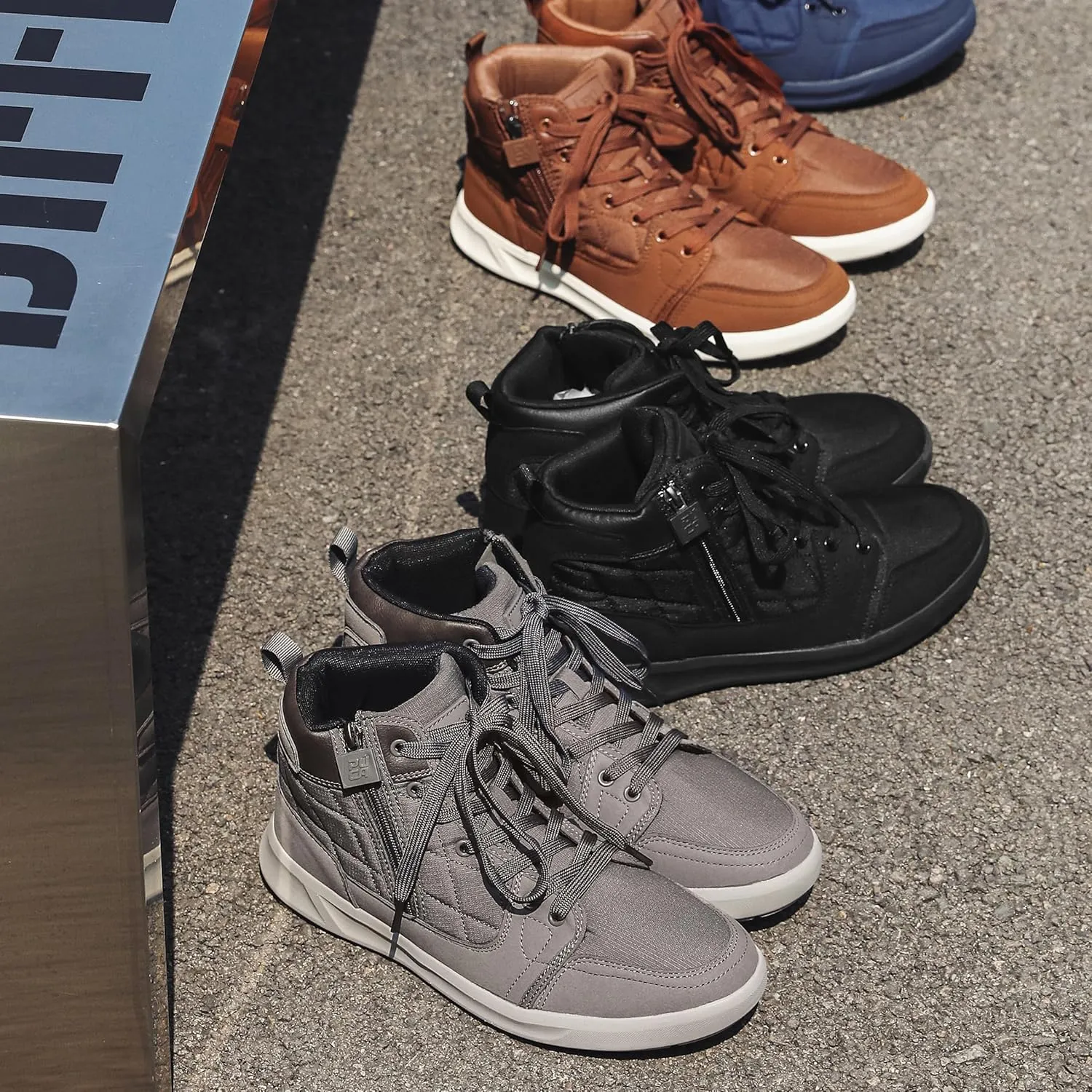 High-Top Mens Casual Shoes - Genuine Microfiber Suede Boots with Side Zipper, Lightweight Flexible Sole, Well-Cushioned Breathable and Removable Insoles