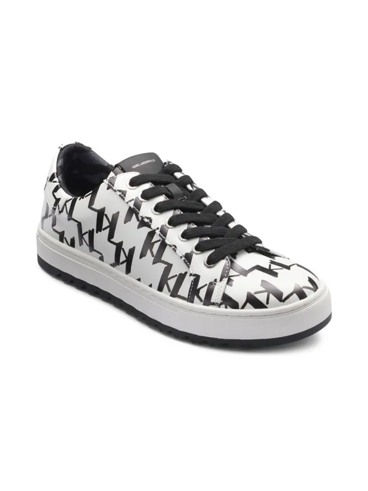 Karl Lagerfeld Paris Logo Leather Sneakers, White