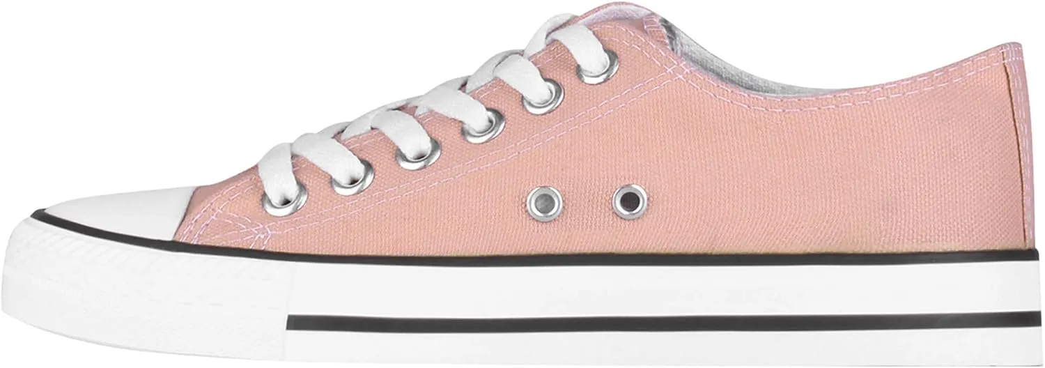 KRISP Women Girls Low Top Canvas Classic Fashion Lace Up Slip On Sneakers Shoes