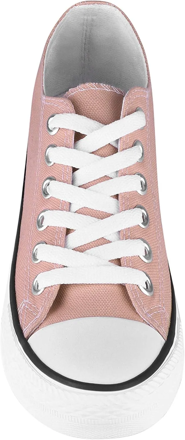 KRISP Women Girls Low Top Canvas Classic Fashion Lace Up Slip On Sneakers Shoes