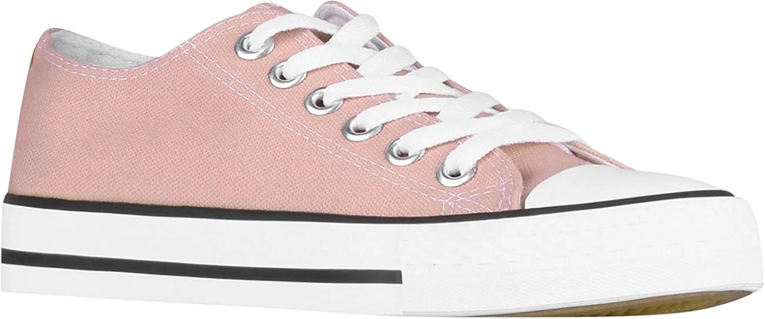 KRISP Women Girls Low Top Canvas Classic Fashion Lace Up Slip On Sneakers Shoes