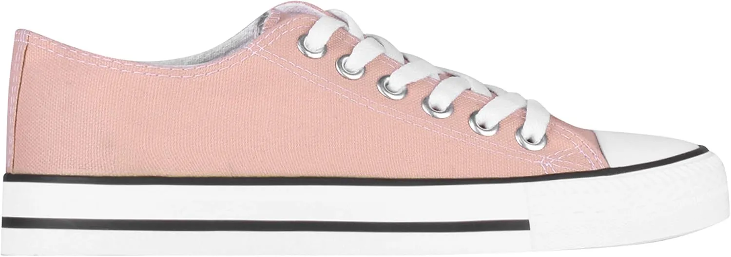 KRISP Women Girls Low Top Canvas Classic Fashion Lace Up Slip On Sneakers Shoes