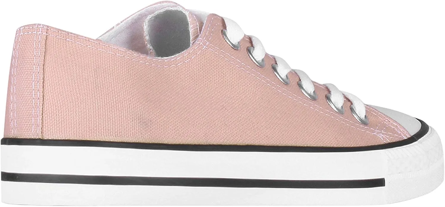 KRISP Women Girls Low Top Canvas Classic Fashion Lace Up Slip On Sneakers Shoes