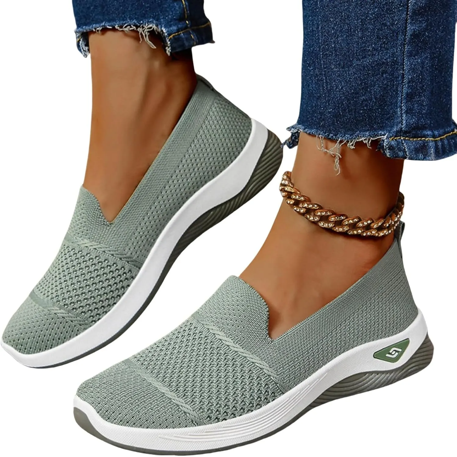 Kubbon Orthopedic Walking Shoes for Women Slip On Sneakers Mesh Up Stretch Platform Sneakers with Arch Support Diabetic Foam Shoes Lightweight Comfortable Breathable Shoe