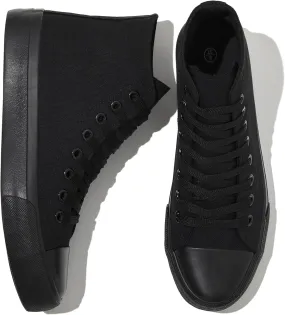 kufeiti Women's High Top Canvas Sneakers Canvas Shoes Lace up White Black Sneakers Casual Walking Shoes