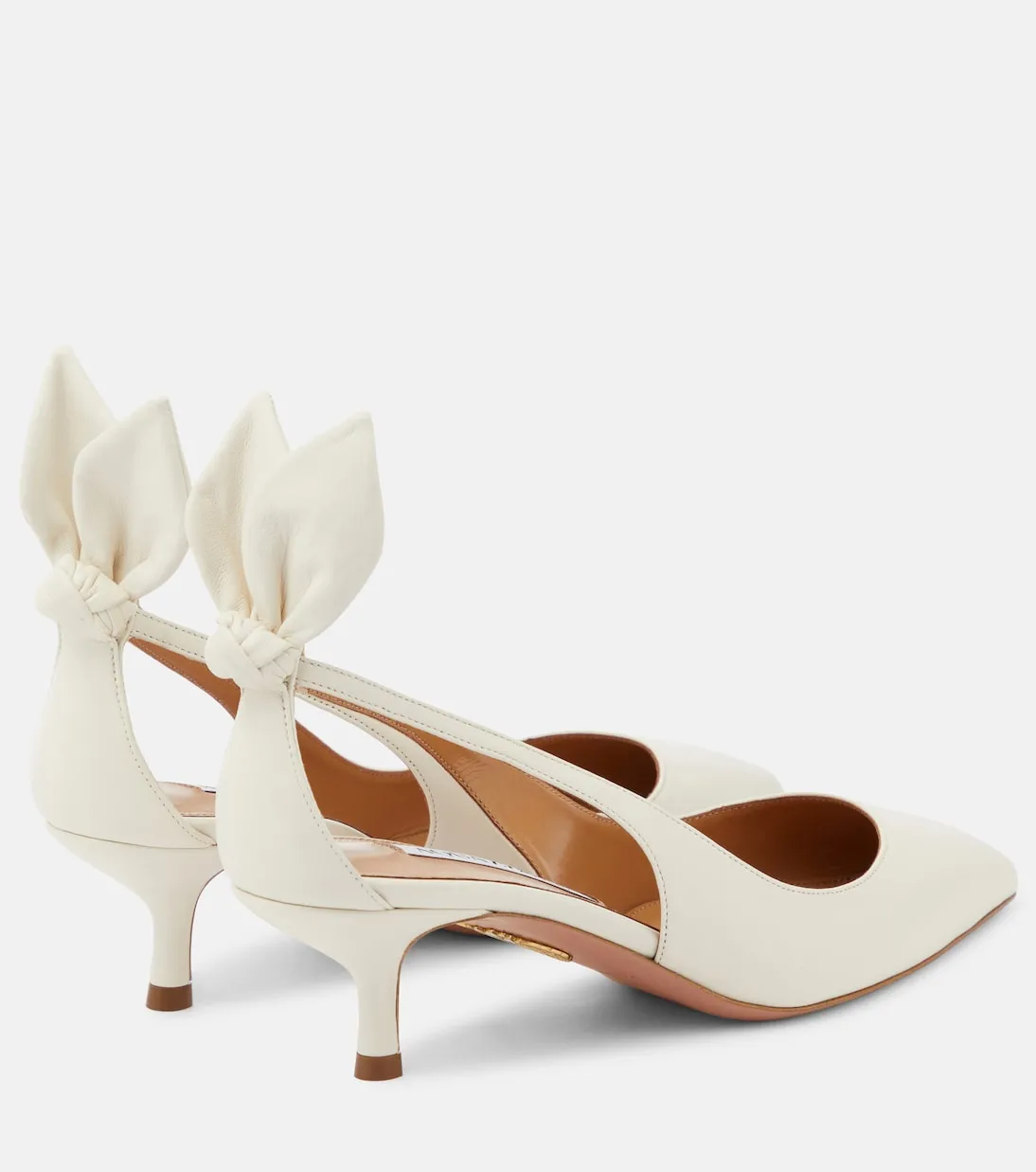 Leather shoes with bow tie 50 Aquazzura, white