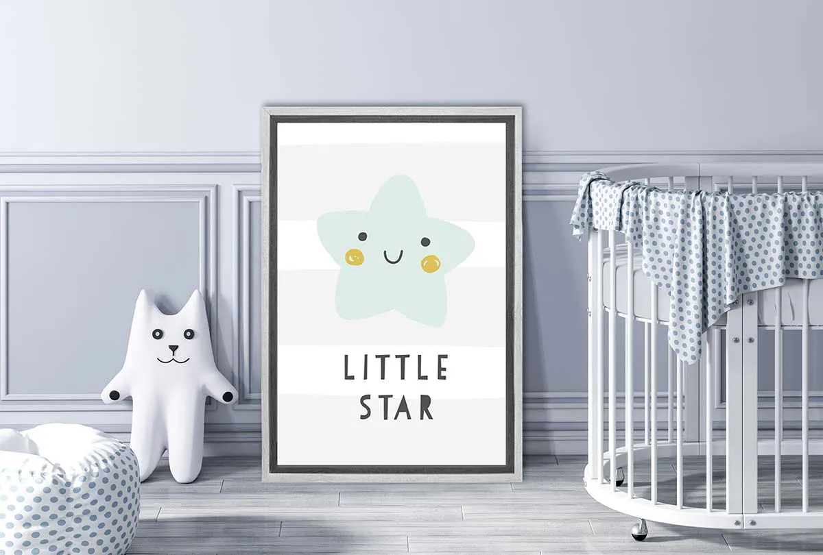 Little Star Grey Gold | Scandinavian Kid's Wall Art Print