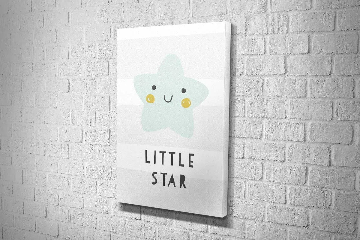 Little Star Grey Gold | Scandinavian Kid's Wall Art Print