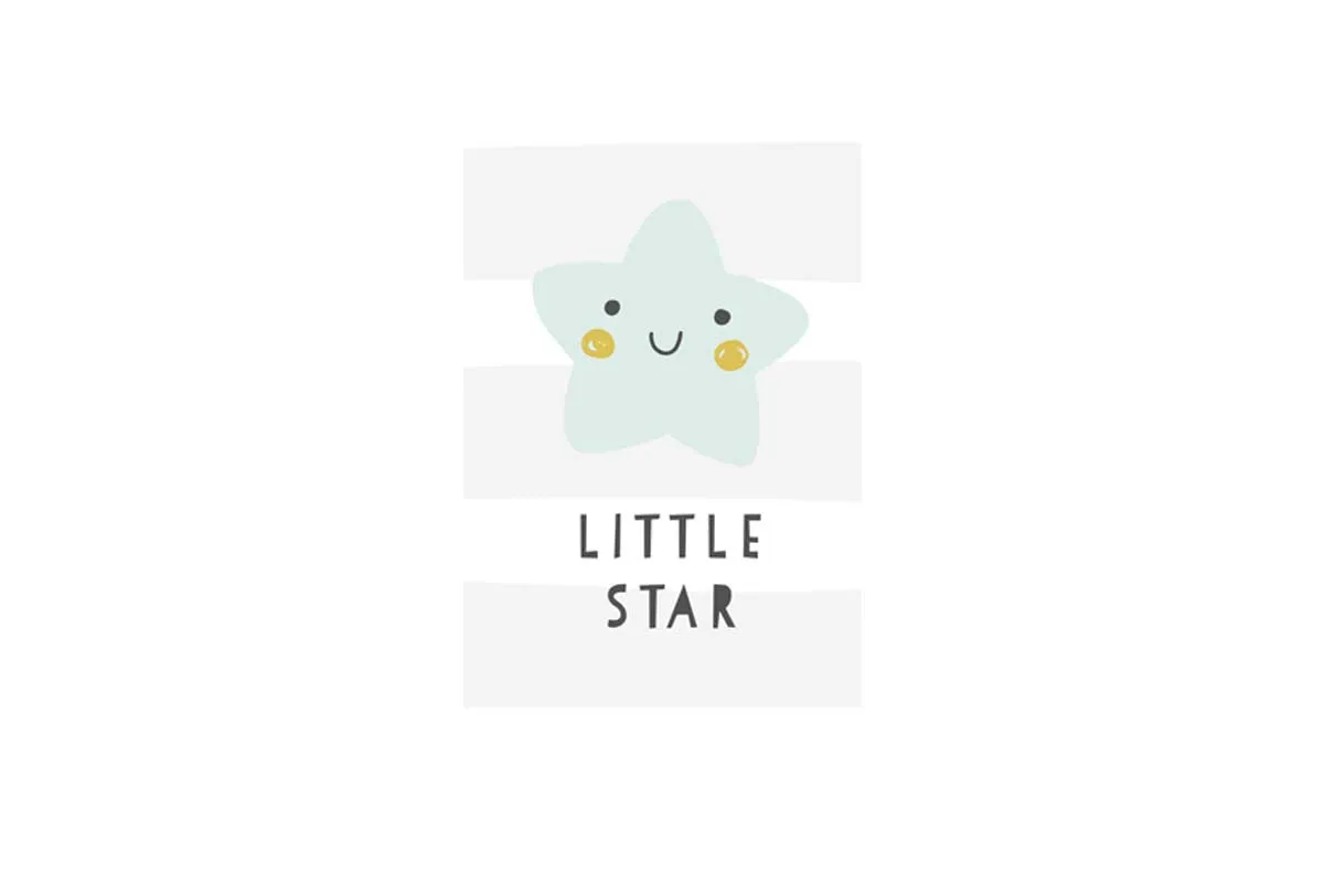Little Star Grey Gold | Scandinavian Kid's Wall Art Print