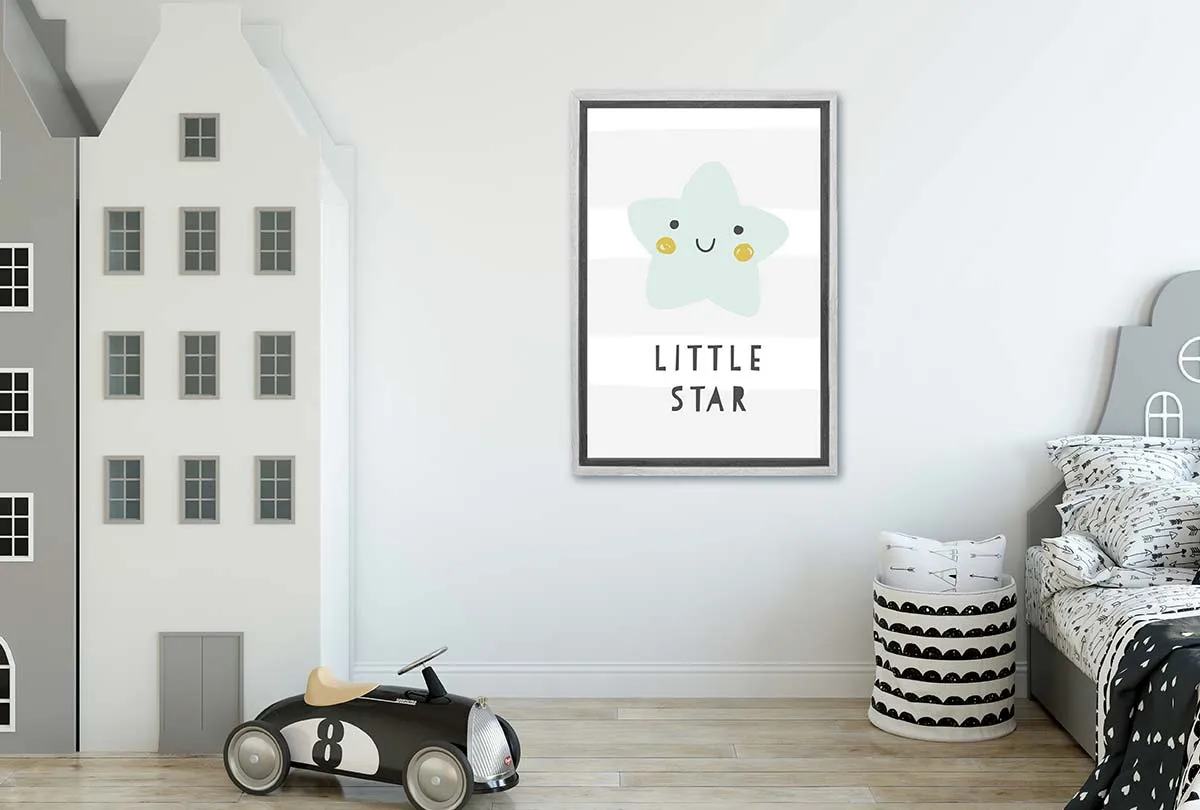 Little Star Grey Gold | Scandinavian Kid's Wall Art Print