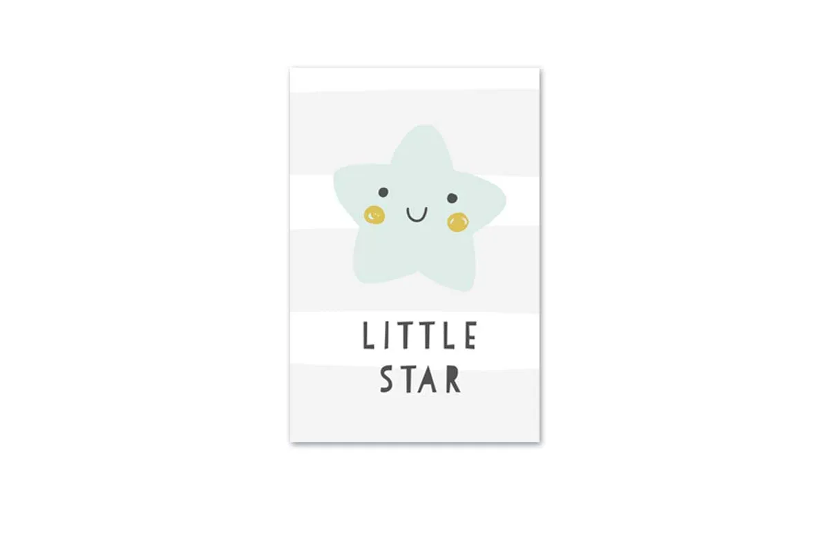 Little Star Grey Gold | Scandinavian Kid's Wall Art Print