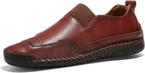 Loafer Shoes Driving Moccasins for Men Genuine Leather Round Toe Stitching Details Rubber Sole Lightweight Resistant Anti-Slip Driving Slip on for Any Attire